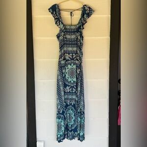Inspired by Boho Maxi Dress in Teal & Navy